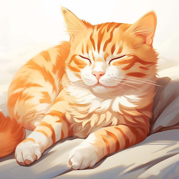 un gato con los ojos cerrados acostado en una cama