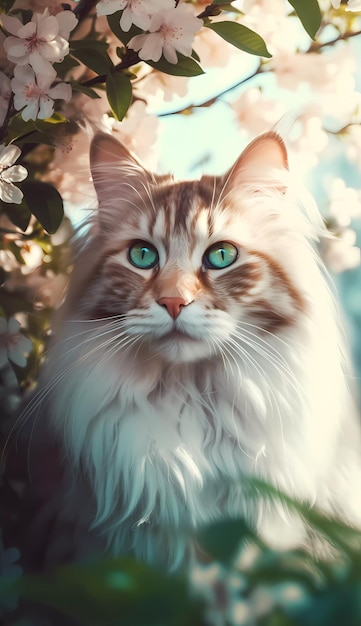 Un gato con ojos verdes