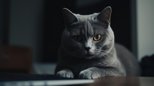 Gato olhando para o laptop