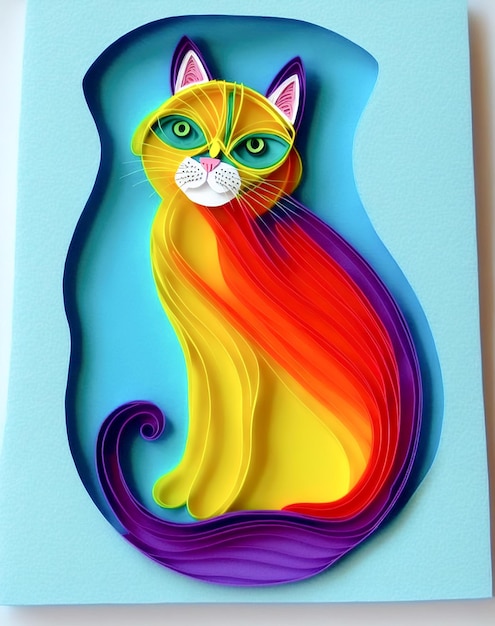 Gato de papel y cartónQuilling