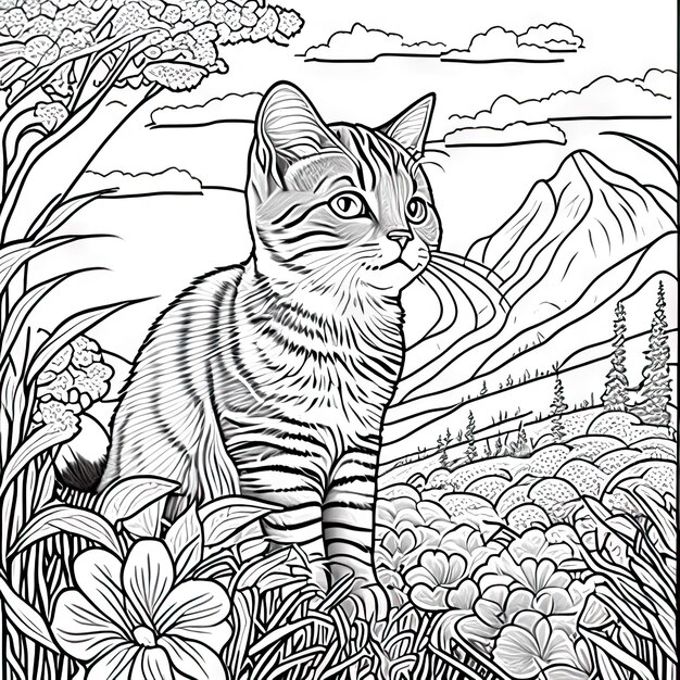 Foto gato para colorir