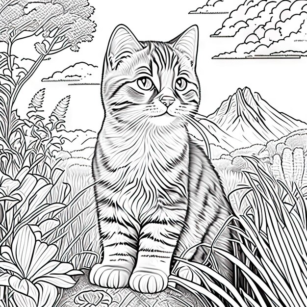 Foto gato para colorir