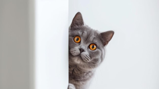 El gato de pelo corto británico espiando 4