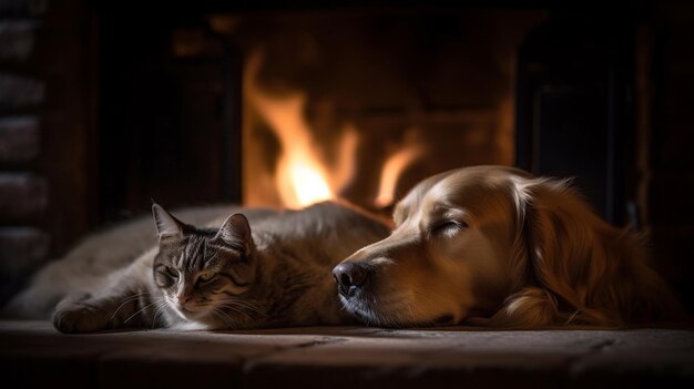 Gato y perro durmiendo Mascotas durmiendo abrazándose