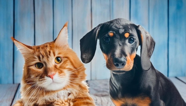 Foto gato y perro juntos amistad animal