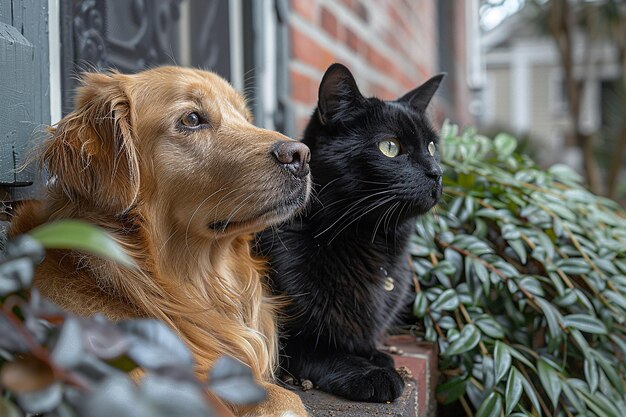 un gato y un perro lindos con un papel tapiz animado