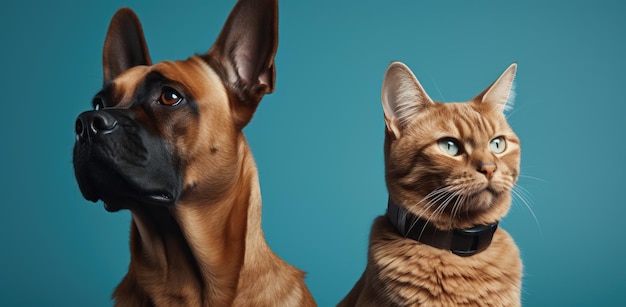 Un gato y un perro se muestran juntos.