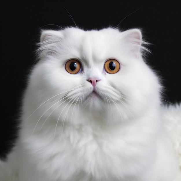 Gato persa branco em um fundo preto closeup