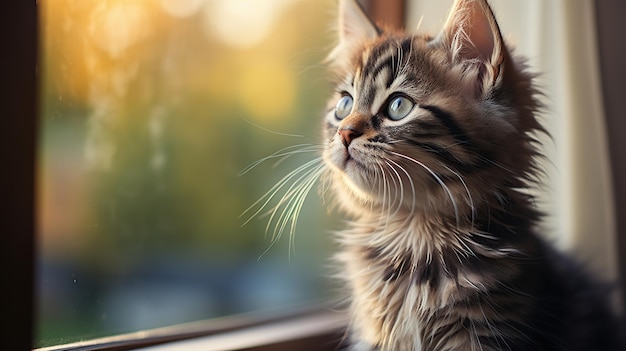 Gato persa olhando pela janela