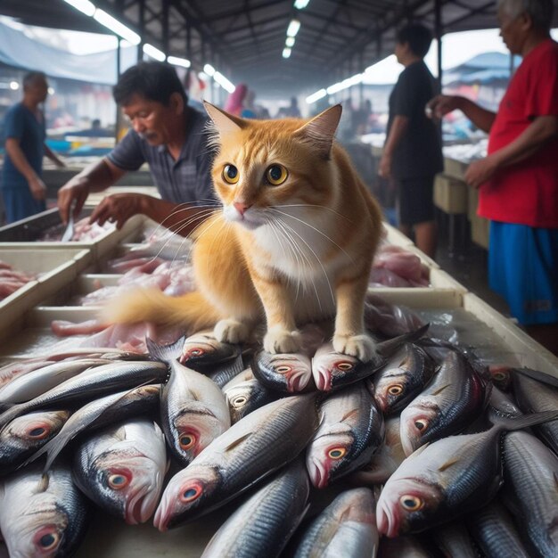 Foto gato y pez