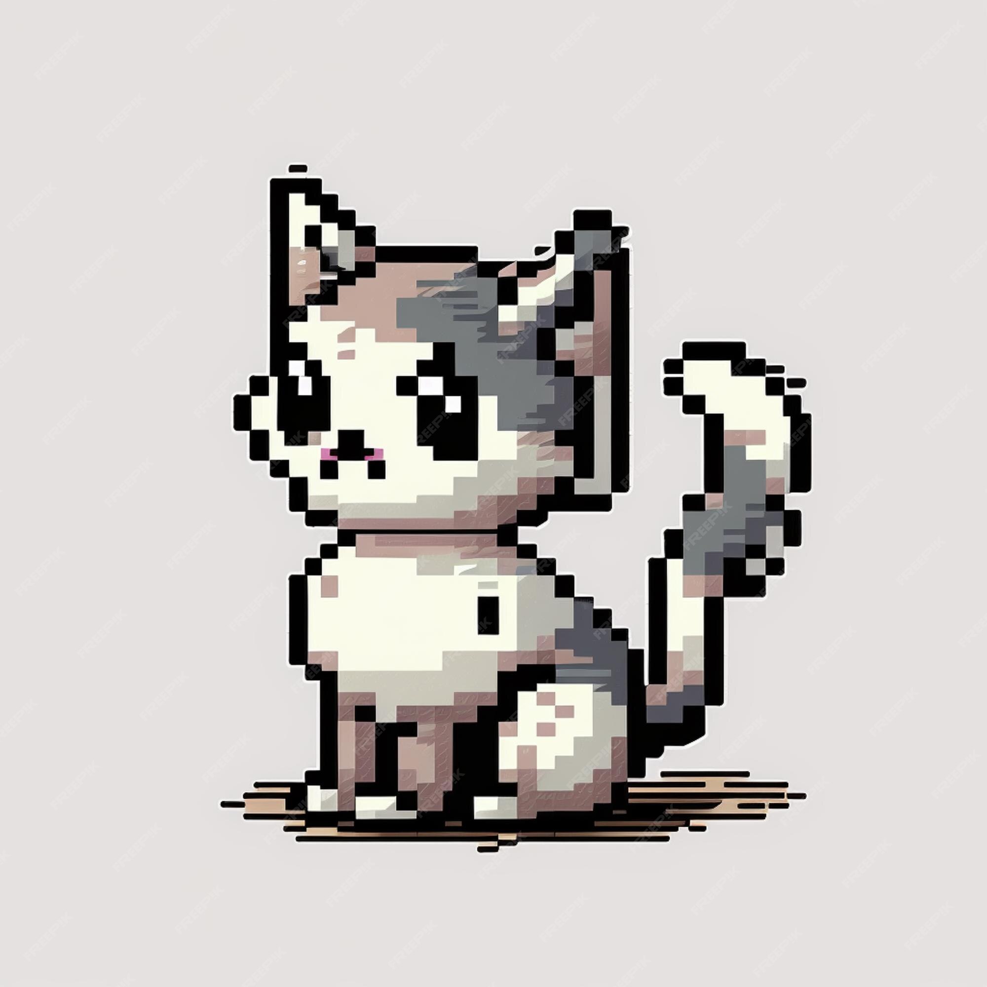 Pixel art de um gato com um laço e uma gravata-borboleta ia generativa