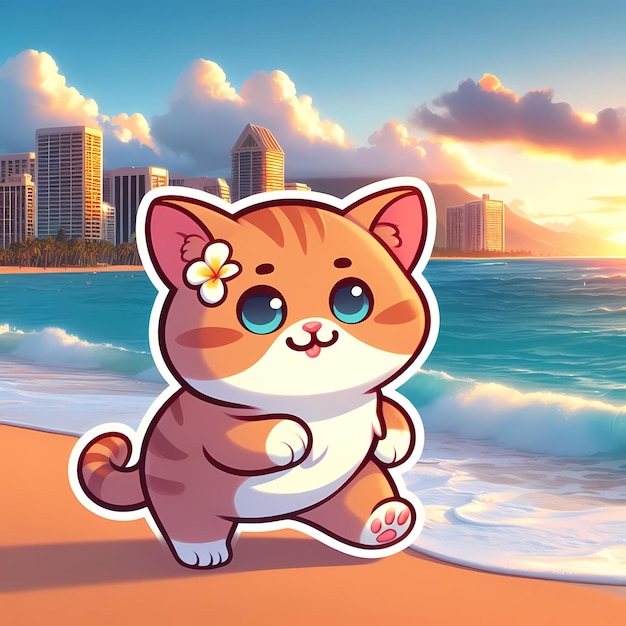 Gato en la playa.