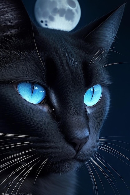 Gato preto com olhos azuis