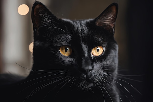 gato preto com olhos grandes e fundo escurogato preto com olhos grandes e fundo escurogato preto com