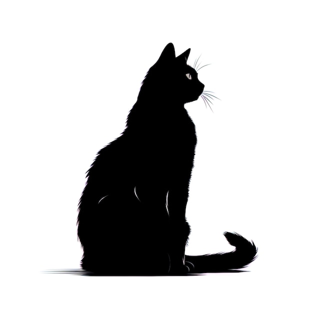 Foto gato preto em um fundo branco isolado