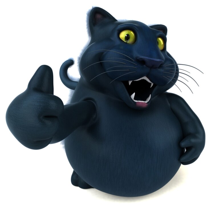 Foto gato preto - ilustração 3d