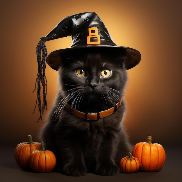 Gato Esqueleto chapéu Bruxa - Halloween - Kaveirarts