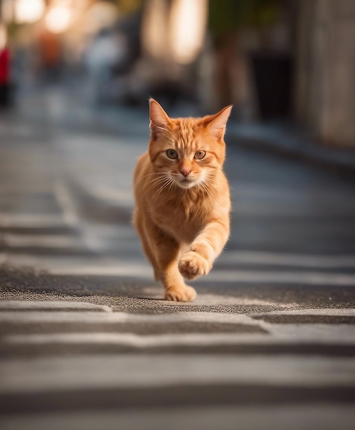 el gato que está caminando por la calle