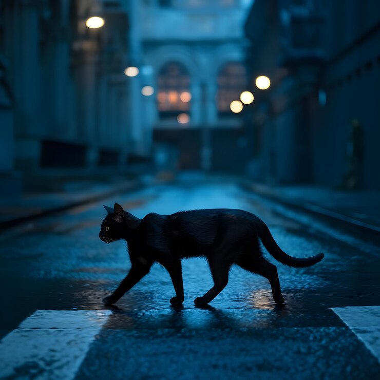 un gato que está caminando por la calle