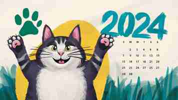 Foto un gato que está posando para una foto con el año 2013 en él