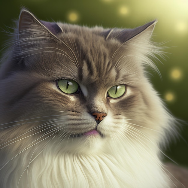 Gato ragamuffin realista em fundo natural ao ar livre arrebatador