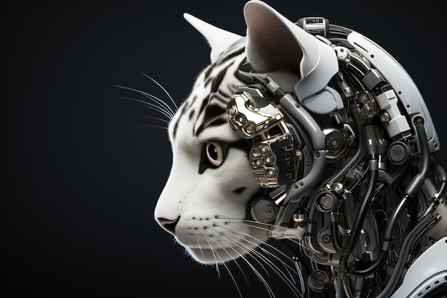 Gato robô de inteligência artificial conceito futurista