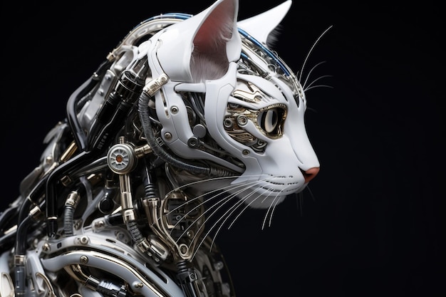 Gato robô de inteligência artificial conceito futurista