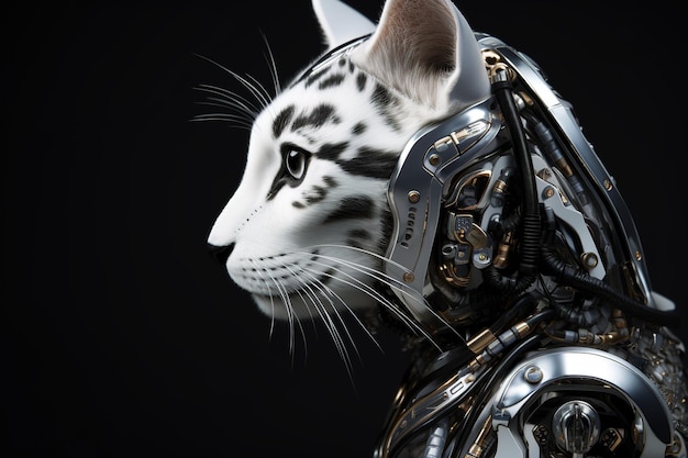 Gato robô de inteligência artificial conceito futurista