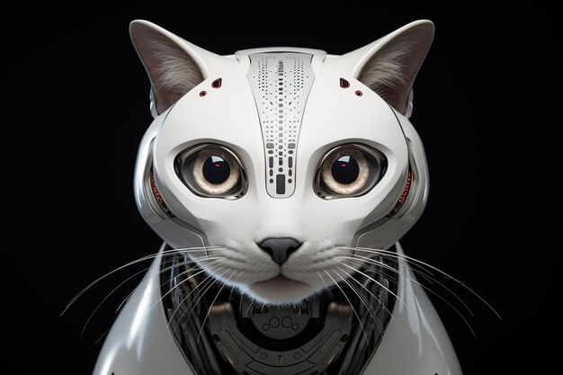 El gato robot de inteligencia artificial es un concepto futurista.