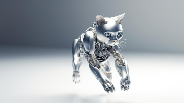 Un gato robot vuela por el aire Imagen generativa de IA