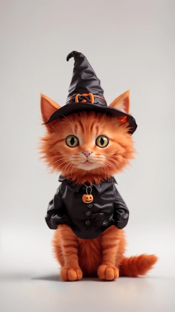 Gato rojo de halloween de dibujos animados lindo