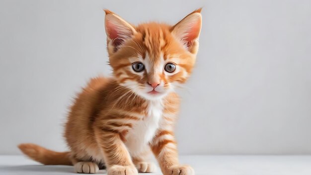 Gato rojo lindo en un fondo blanco juguetón y divertido espacio de copia de mascotas