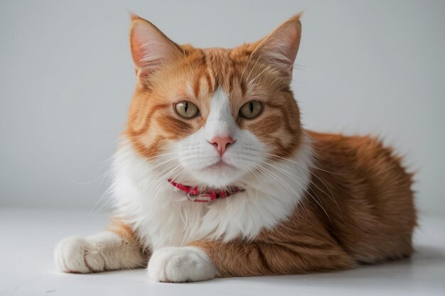 El gato rojo o blanco en el estudio blanco