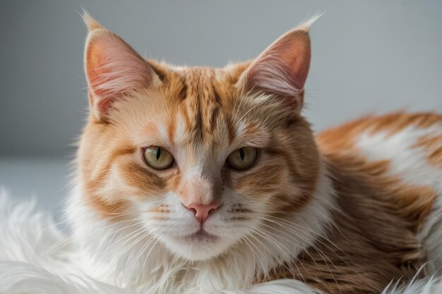 El gato rojo o blanco en el estudio blanco