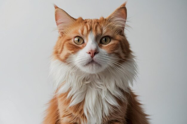 El gato rojo o blanco en el estudio blanco