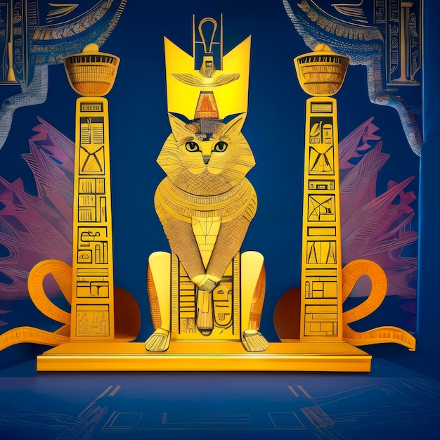 Gato sagrado do antigo Egito ilustração gatos desenhando imagens de gatos pirâmides de desenhos animados de gatos