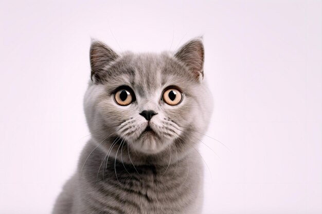 Gato Scottish Fold sobre un fondo blanco aislado generado por IA