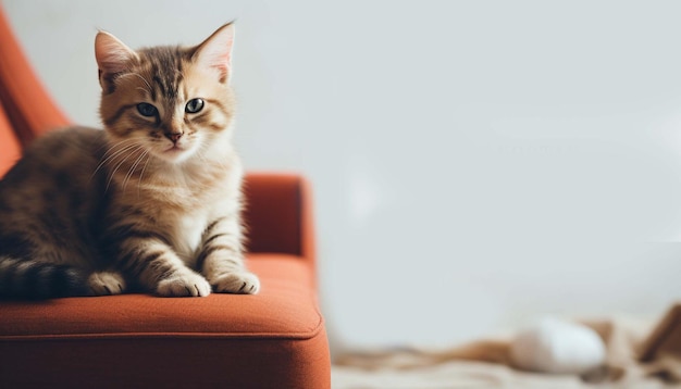 gato sentado con anuncios de banner de gatito