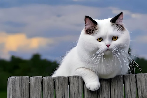 Gato sentado em cima do muro