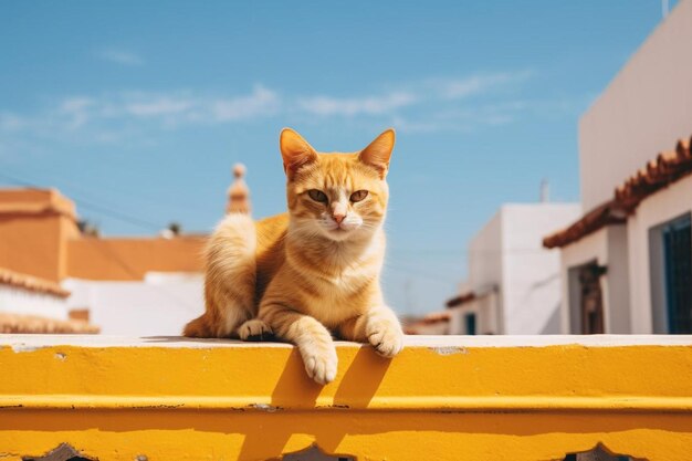 Gato sentado em uma parede