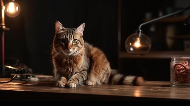 gato sentado en la mesa