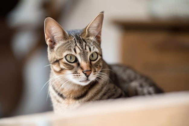 Gato sentado mirando hacia adelante IA generativa