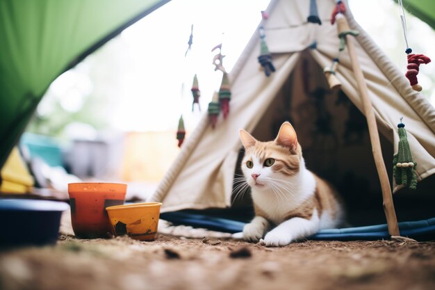 Foto gato sentado en una tienda casera con juguetes de hierba de gato