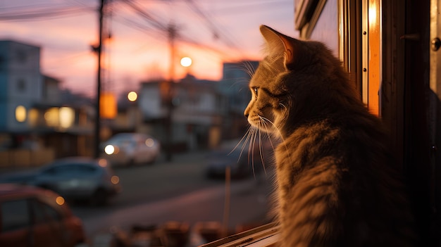 gato sentado en la ventana