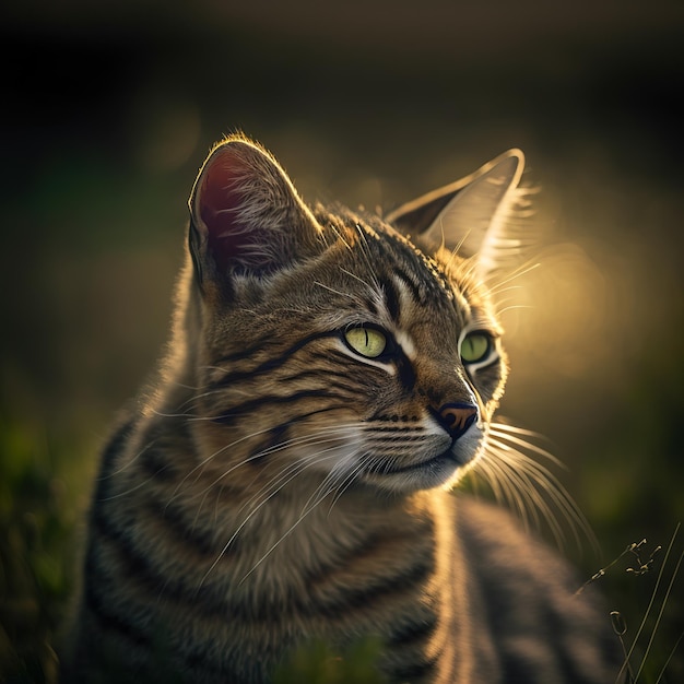 Gato serengeti realista em fundo ao ar livre natural arrebatador