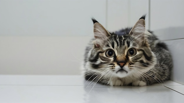 Gato sobre un fondo blanco