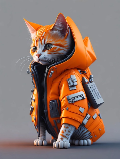 Un gato soldado con una chaqueta.