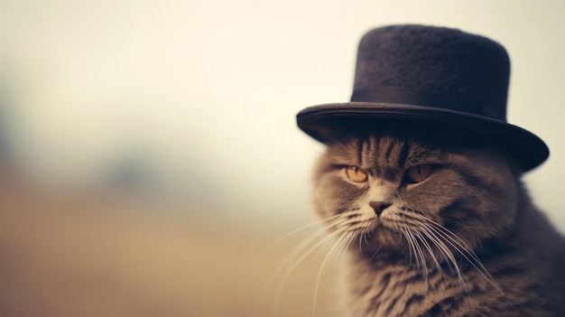 Un gato con un sombrero de copa.