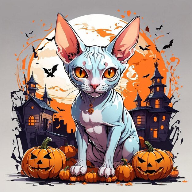 Gato Sphynx celebrando Halloween 3