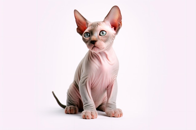 Gato Sphynx sobre un fondo blanco aislado generado por IA